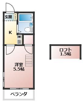 パレス東大宮(1K/2階)の間取り写真