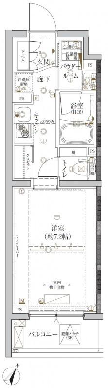クレイシア新宿ノース(1K/3階)の間取り写真