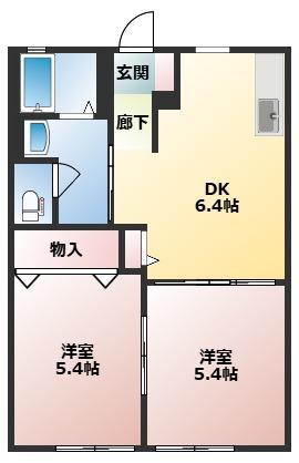 ウエストテイルショウ (2DK/1階)の間取り写真