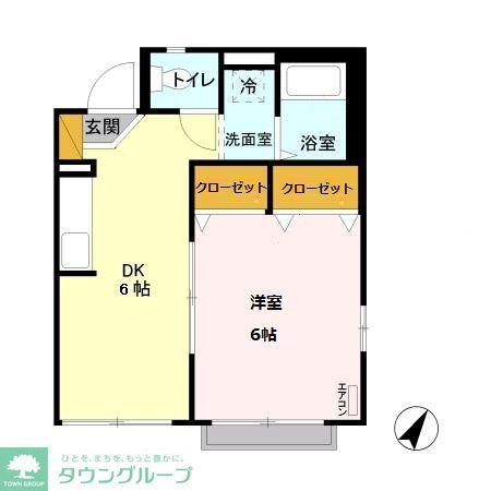 ハイネス馬場(1DK/1階)の間取り写真