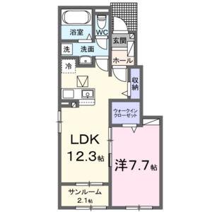 プチシャルダンA(1LDK/1階)の間取り写真