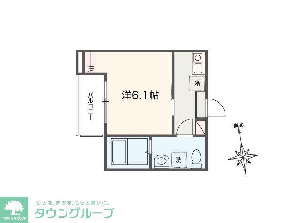 FIORITO六実(1K/1階)の間取り写真
