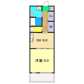 オブジェ朝倉(1DK/4階)の間取り写真