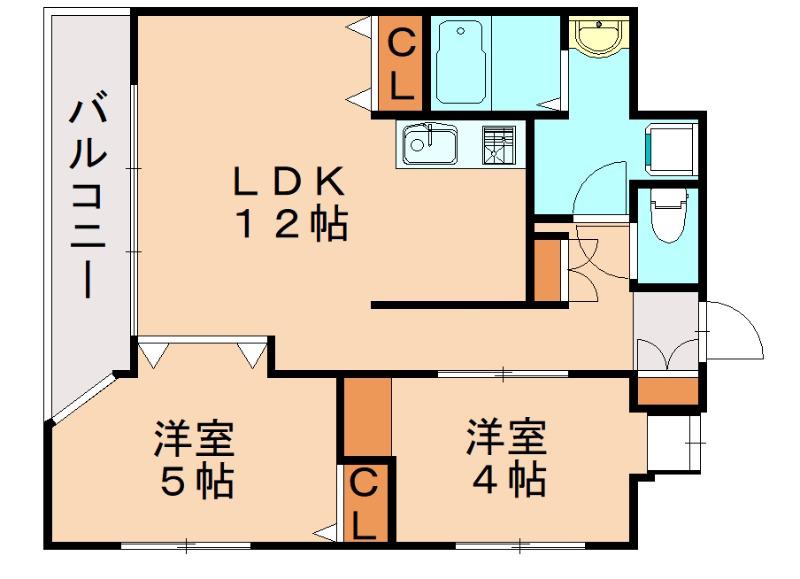 THE GRANDE HILLS(2LDK/12階)の間取り写真