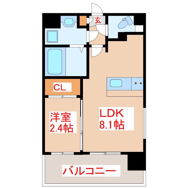 リアンシエルブルー鹿児島中央(1LDK/3階)の間取り写真