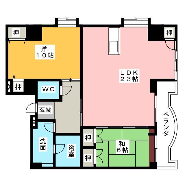 アップル第7マンション(2LDK/10階)の間取り写真