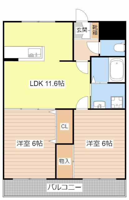 ペア ガーデン(2LDK/2階)の間取り写真