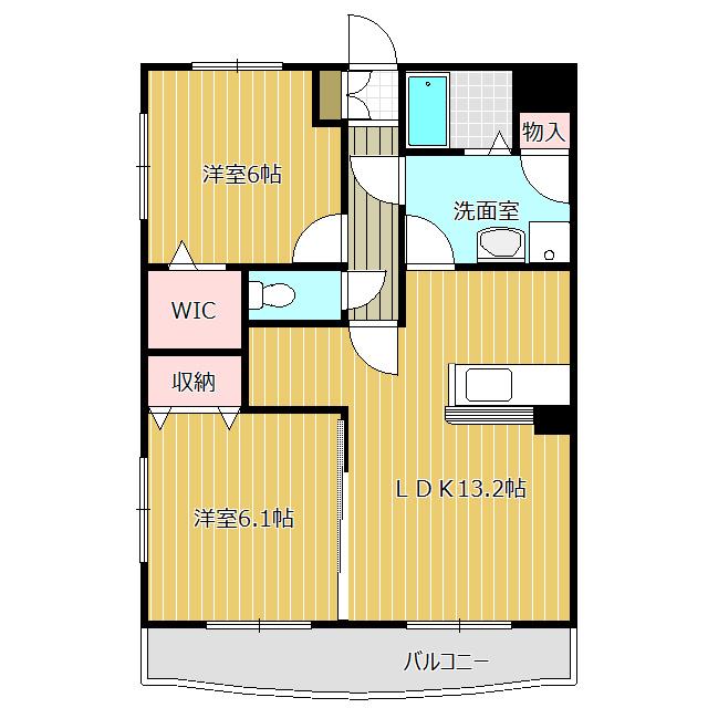 エスペランス大岩本町(2LDK/1階)の間取り写真