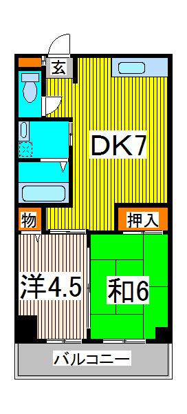 仲町ハイム(2DK/1階)の間取り写真