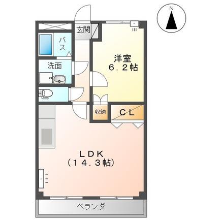ヴィーブルピア(2DK/2階)の間取り写真