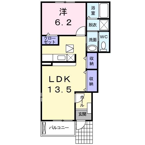 プレシャスコートK西浜(1LDK/1階)の間取り写真