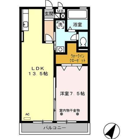 グリーンテラスB(1LDK/3階)の間取り写真