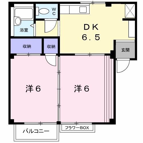 TSハイツII(2DK/1階)の間取り写真