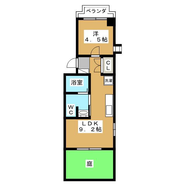 ジュネス調布(1LDK/1階)の間取り写真