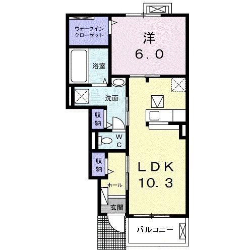 スクエア長浦(1LDK/1階)の間取り写真