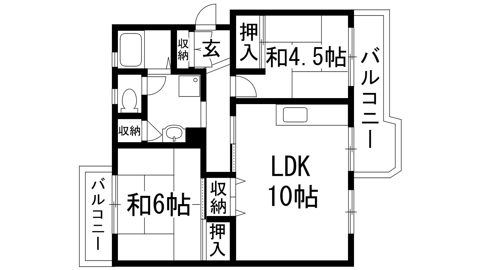 中山五月台8号棟(2LDK/4階)の間取り写真