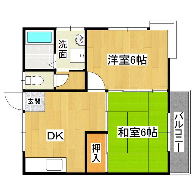 ラフォーレナミキII(2DK/2階)の間取り写真