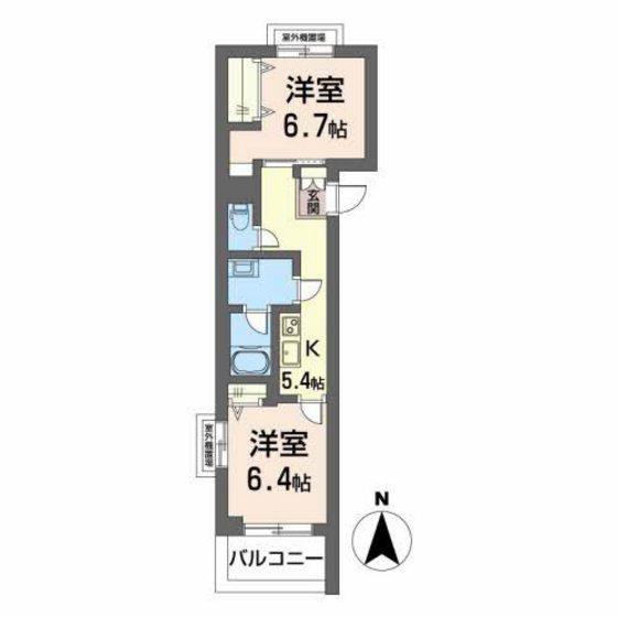シャーメゾン鹿田本町(2K/3階)の間取り写真