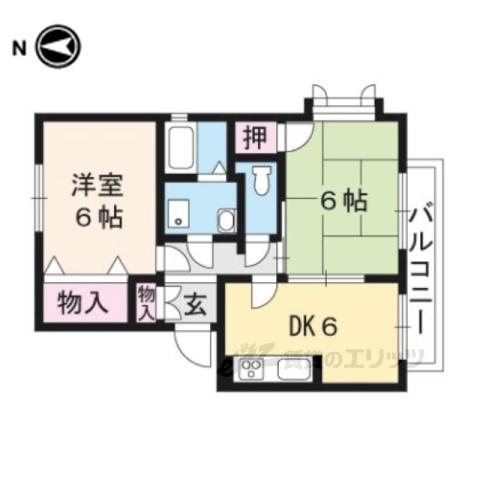 ラフィーネ北山(2DK/2階)の間取り写真