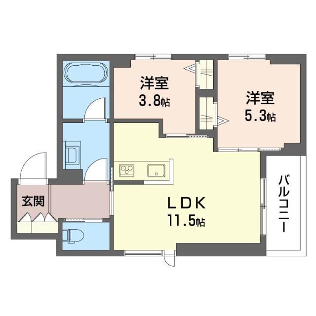 ジョイアークス湘南藤沢(2LDK/2階)の間取り写真