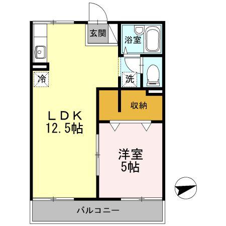 コーポアラモ(1LDK/2階)の間取り写真