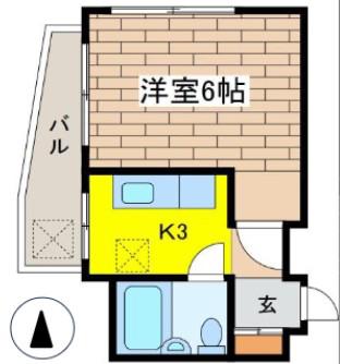 ウィズ調布グランデ(1K/2階)の間取り写真
