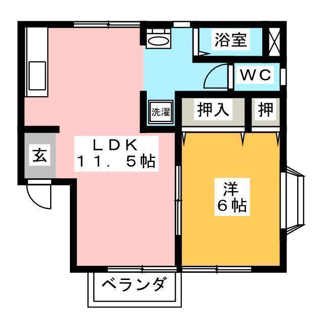 ハイツメモリアル(1LDK/2階)の間取り写真