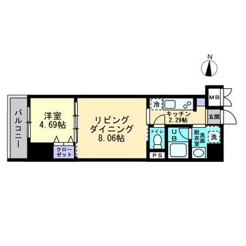 アルファレガロ亀戸(1LDK/4階)の間取り写真
