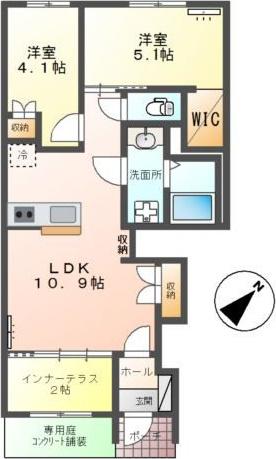 サンヴィア(2LDK/1階)の間取り写真