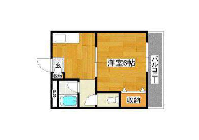JR阪和線 鳳駅 徒歩12分 5階建 築37年(1DK/1階)の間取り写真