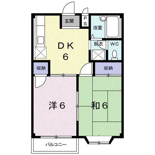 アーバンヒルズ(2DK/2階)の間取り写真