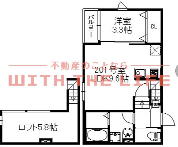 ソラーレJR久留米駅南(1LDK/2階)の間取り写真
