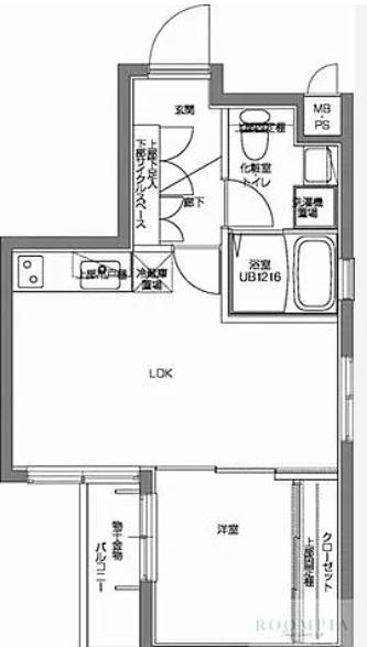 パティーナV代々木上原(1LDK/2階)の間取り写真
