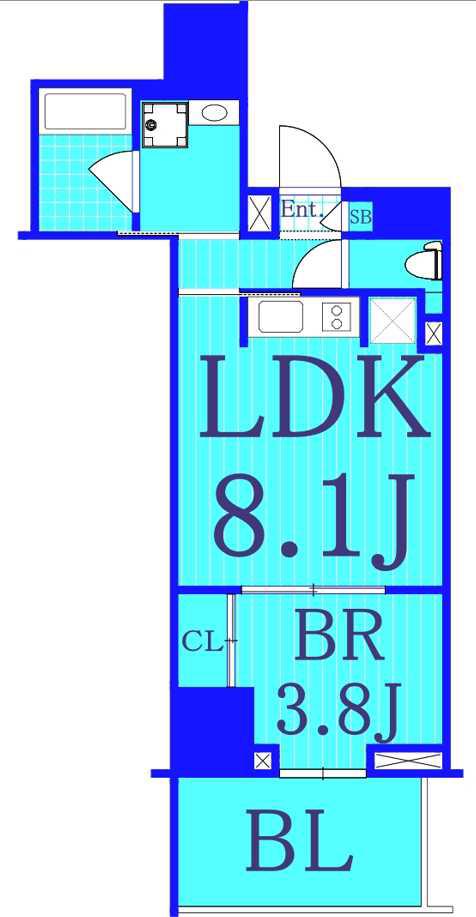 ズーム川崎イースト(1LDK/3階)の間取り写真
