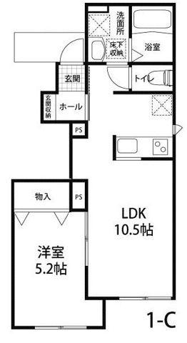ベルリード桜並木(1LDK/1階)の間取り写真