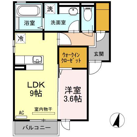 レジデンスII(1LDK/2階)の間取り写真