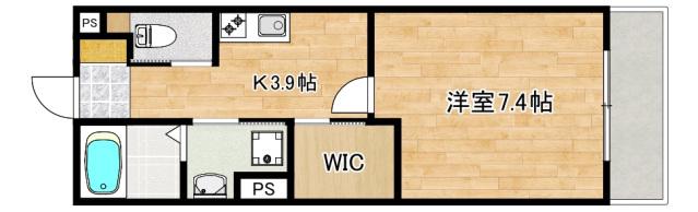 アレフガルド楽々園(1K/2階)の間取り写真