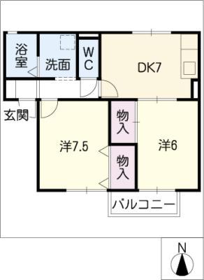 パウゼ桃山(2DK/1階)の間取り写真