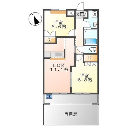 ショコラクルール(2LDK/3階)の間取り写真