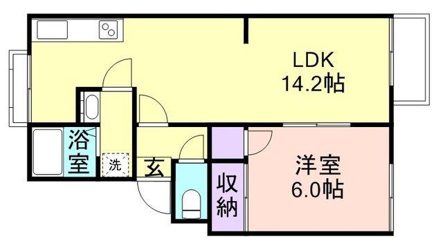コープU5(1LDK/2階)の間取り写真
