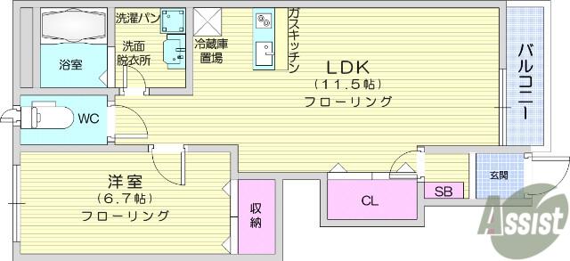 ルミエールⅠ(1LDK/1階)の間取り写真