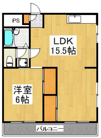 双葉ハイツI(1LDK/2階)の間取り写真