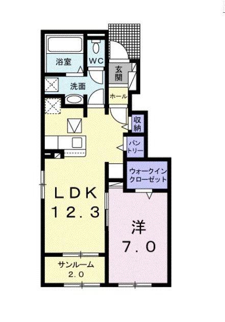 カルミア II(1LDK/1階)の間取り写真