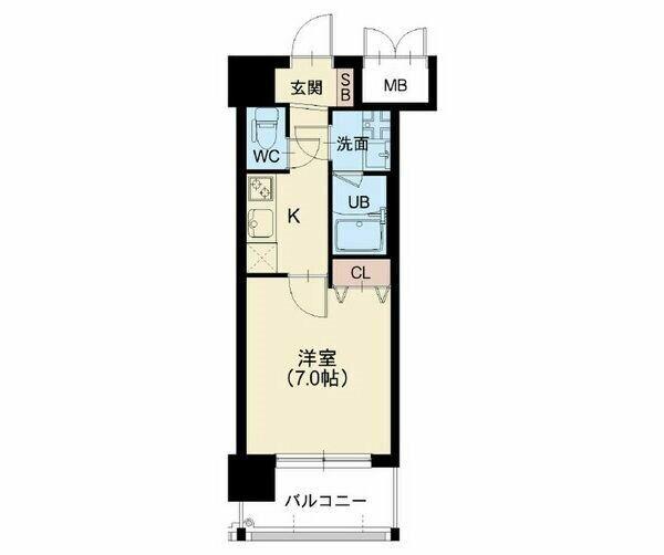 スプランディッド難波サウス(1K/4階)の間取り写真