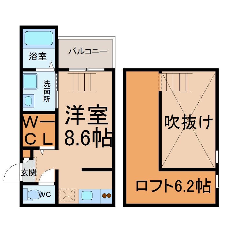 THE TERRACE(1K/2階)の間取り写真
