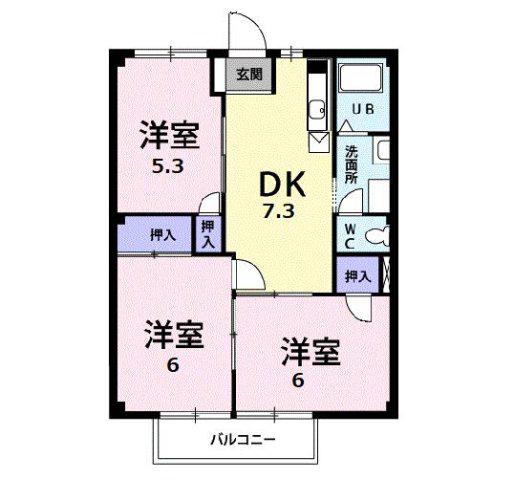ニューシティ各務原(3DK/2階)の間取り写真