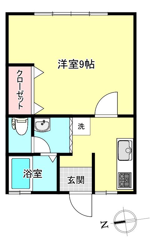 コーポ菖蒲(1DK/2階)の間取り写真