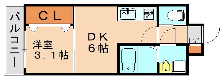ギャラン竪町(1DK/5階)の間取り写真