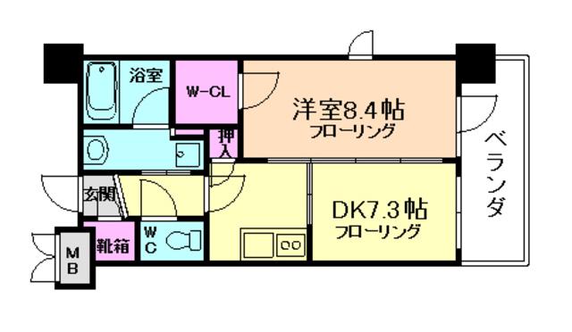 エステムプラザ福島ジェネル(1DK/8階)の間取り写真
