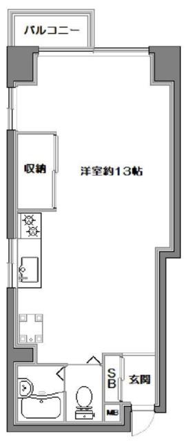 バンヴェール栗山(ワンルーム/2階)の間取り写真